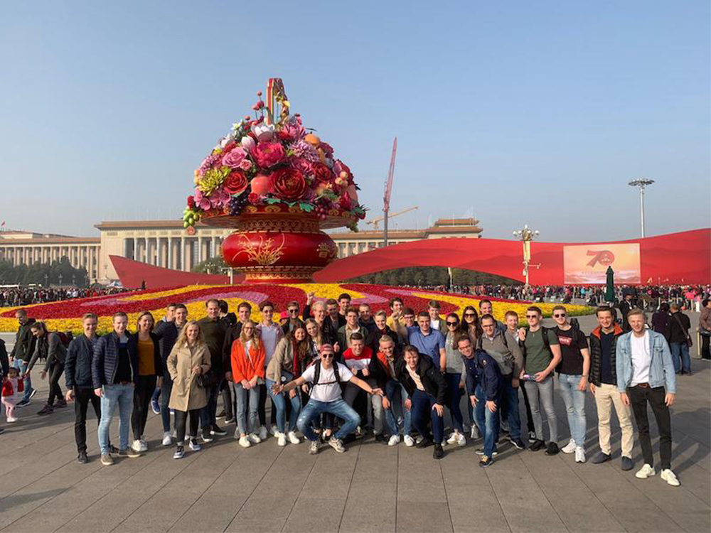 studenten tijdens studiereis in China